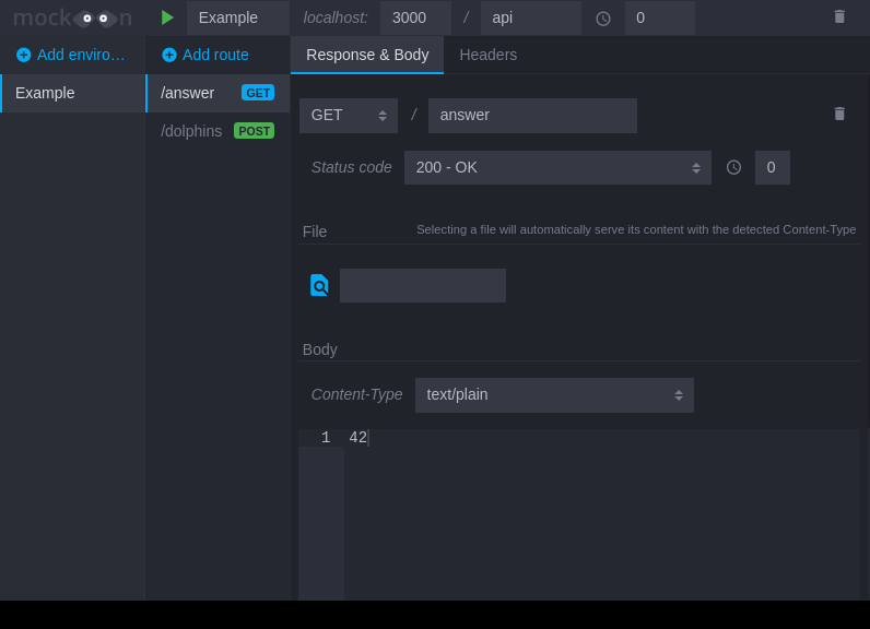 Screenshot of mockoon